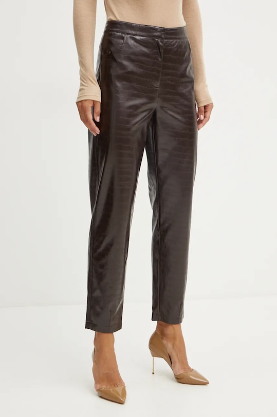 Kalhoty Twinset high hnědá 242AP2271