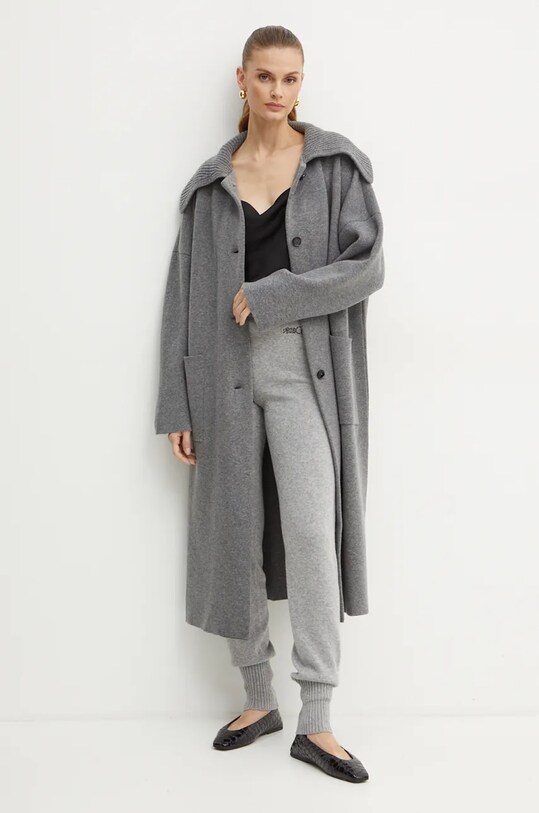 Twinset pantaloni de trening cu amestec de lână 242TP3801 gri AW24