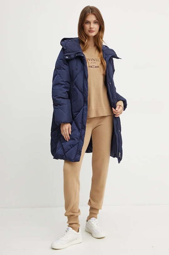 Twinset melegítőnadrág gyapjúkeverékkel 242TP3801 barna AW24