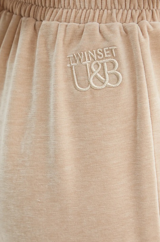 Twinset spodnie dresowe welurowe beżowy 242LL2PFF