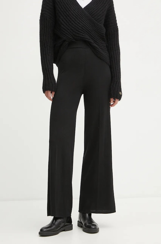Штани з домішкою вовни Twinset з додаванням вовни чорний 242LL3EBB