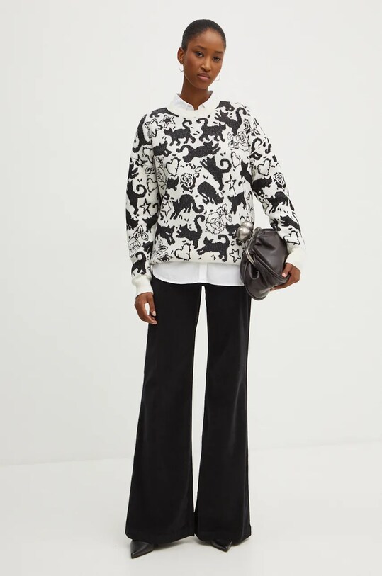 Twinset pantaloni de trening din catifea 242TT2480 negru AW24