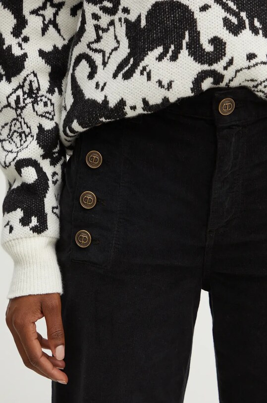 Twinset pantaloni de trening din catifea negru 242TT2480