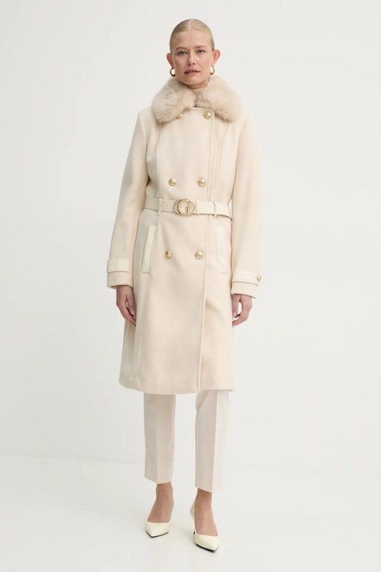 Nohavice s prímesou vlny Marella 2423136052200 béžová AW24