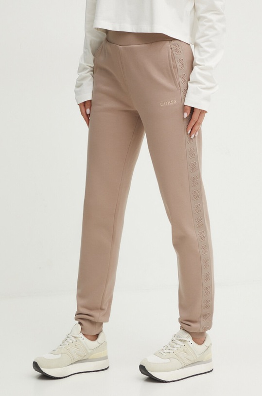 Bavlněné tepláky Guess STACIE pletenina béžová V4BB00.KC5O0