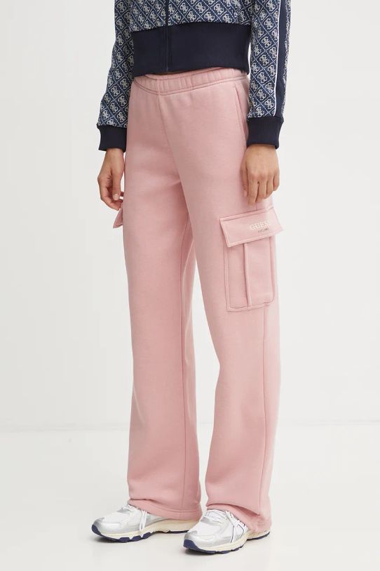 Guess pantaloni de trening MIDGE tricotaj roz V4BB04.KCHX0