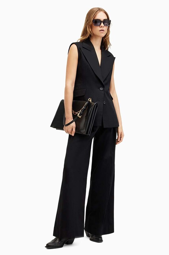 Бавовняні штани AllSaints HALLY TROUSER бавовна чорний W010QA
