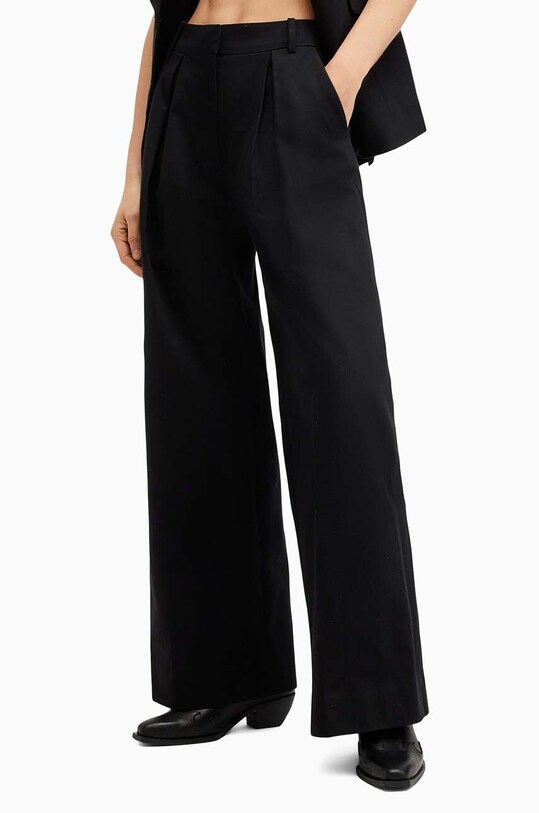 Бавовняні штани AllSaints HALLY TROUSER W010QA чорний AW24
