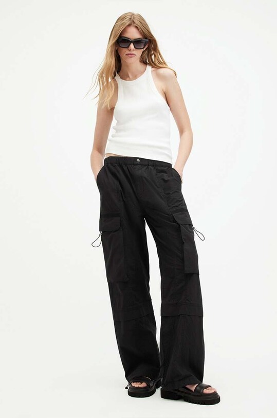 Бавовняні штани AllSaints BARBARA TROUSER бавовна чорний W021TA