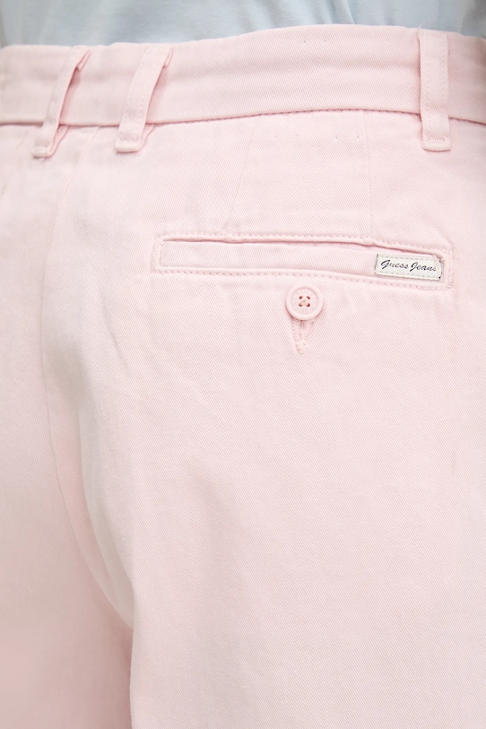 Bavlněné kalhoty Guess Jeans růžová W4BB44.WGCV2