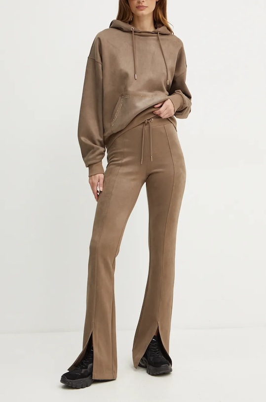 Guess spodnie dresowe z elastanem brązowy W4BB43.KAUJ2