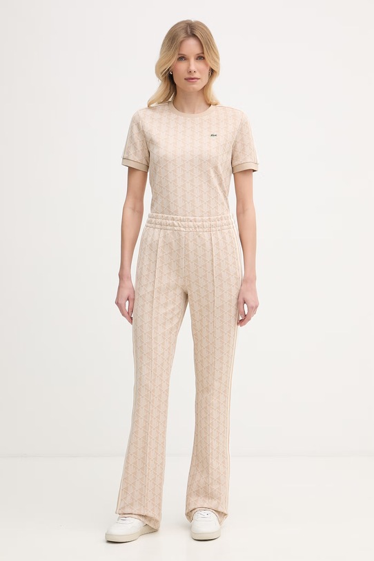Lacoste spodnie dzwony damskie XF9313 beżowy SS26