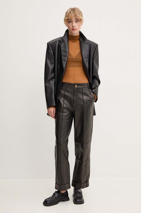 AERON spodnie skórzane CRPA217019 czarny AW24