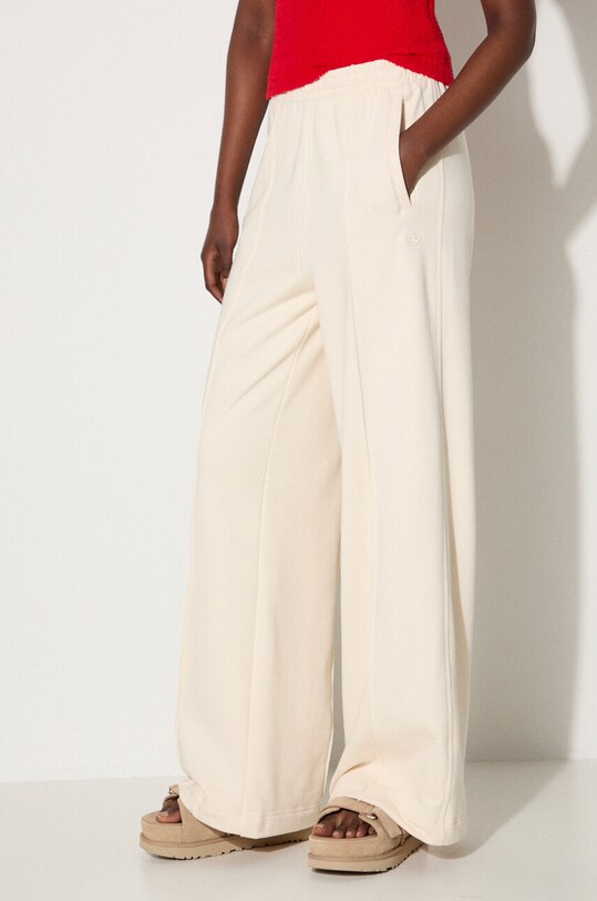 adidas Originals pantaloni de trening din bumbac Wide Leg Pant bej IZ0292