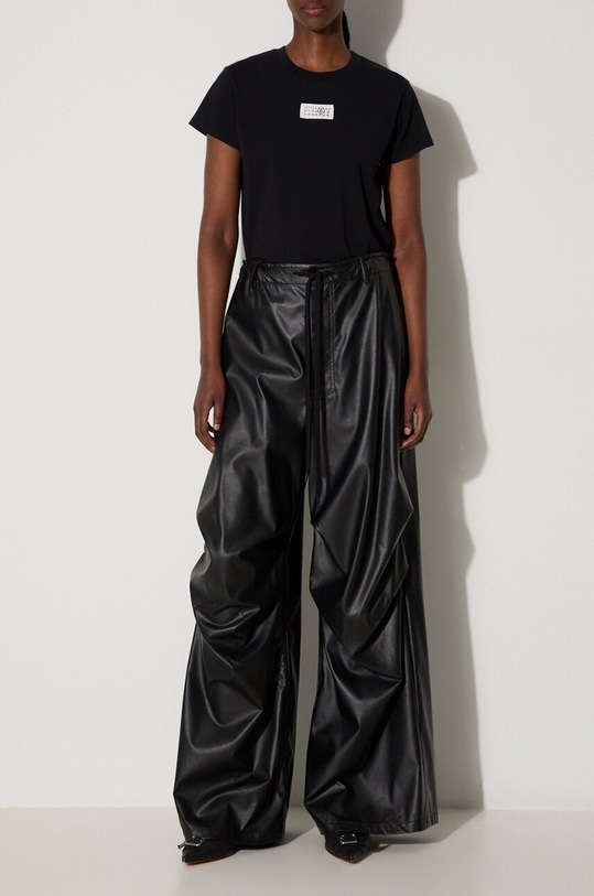 MM6 Maison Margiela pantaloni Ecopelle nero S52KA0510.S53057