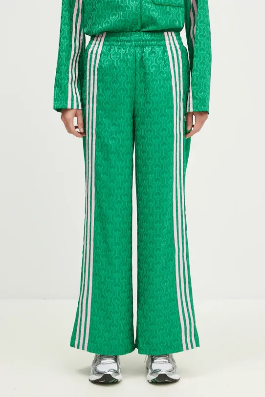 adidas Originals spodnie 70s Wide Leg Pants z elastanem zielony JN7662