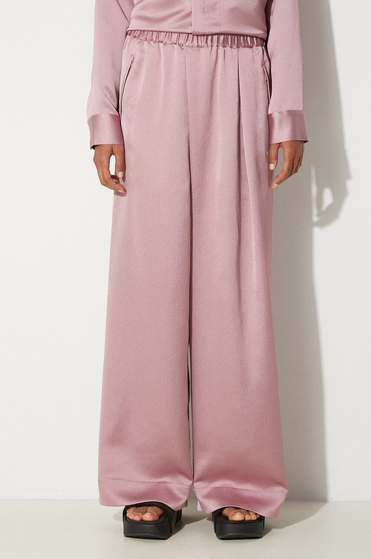 Kalhoty Y-3 Pants Tech Seersucker jednoduchý růžová JE3434