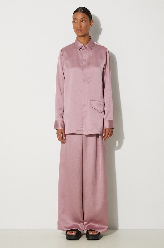 Kalhoty Y-3 Pants Tech Seersucker JE3434 růžová AW24