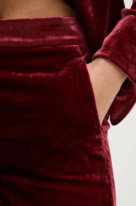 Sisley pantaloni de catifea burgundia 41EULF06A