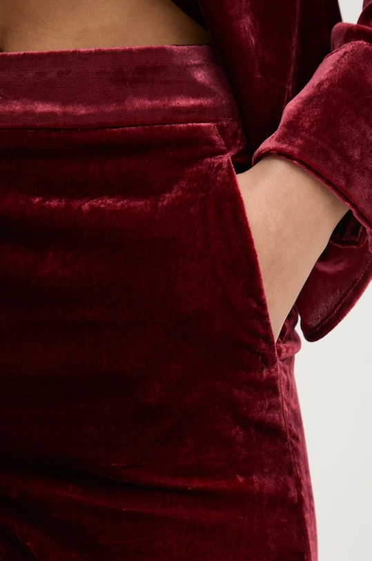 Sisley spodnie welurowe bordowy 41EULF06A