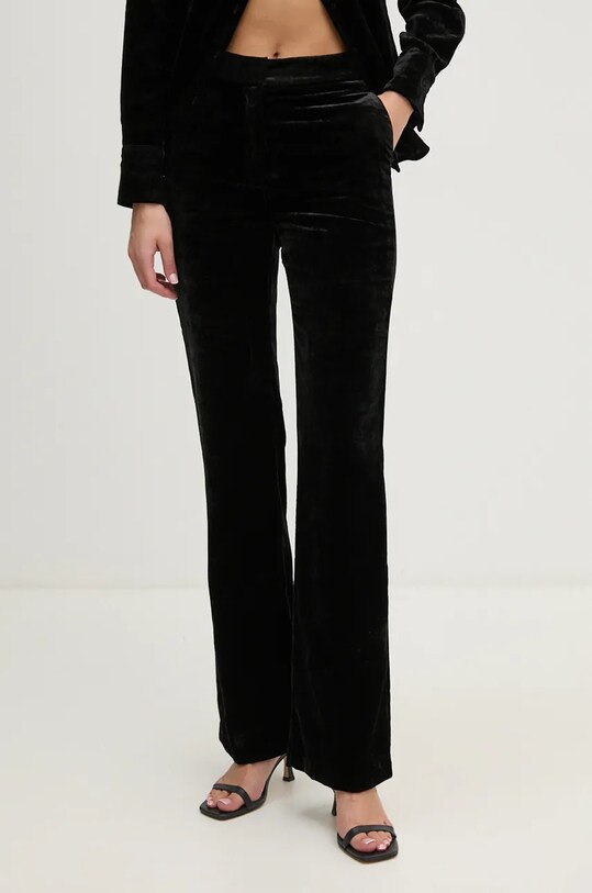 Sisley pantaloni de catifea drept negru 41EULF06A