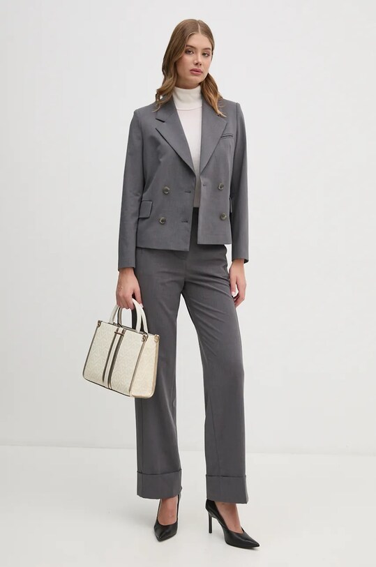 Sisley pantaloni din lana 4JYQLF061 gri AW24