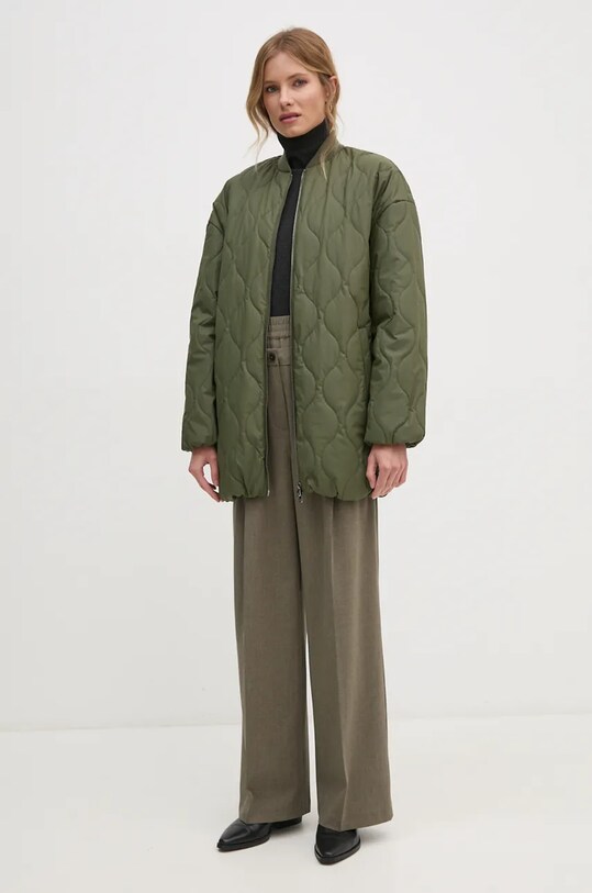 Sisley pantaloni din lana 4JYQLF060 gri AW24