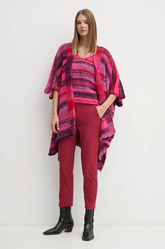 Sisley pantaloni 48M855BK7 burgundia AW24