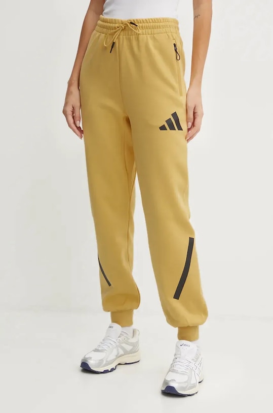 adidas pantaloni de trening ZNE tricotaj galben JE7847