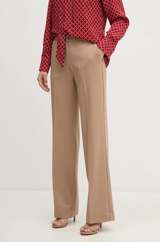 Штани з домішкою вовни Calvin Klein прямий коричневий K20K207590