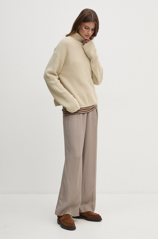 Calvin Klein spodnie z domieszką lnu K20K207641 beżowy AW24