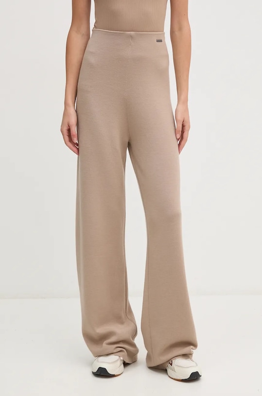Calvin Klein pantaloni de trening de lână tricotaj bej K20K207680