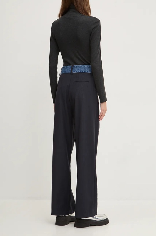 Odzież Desigual spodnie z domieszką wełny GARONA 24WWPW26 granatowy