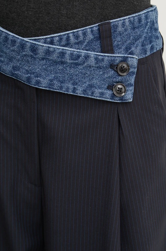 Desigual spodnie z domieszką wełny GARONA granatowy 24WWPW26