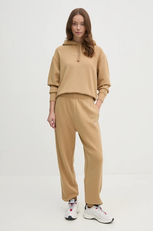 Bavlněné tepláky Tommy Hilfiger WW0WW42883 béžová AW24