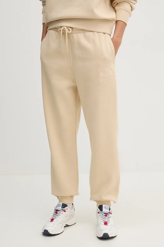 Tommy Hilfiger spodnie dresowe dzianina beżowy WW0WW42884