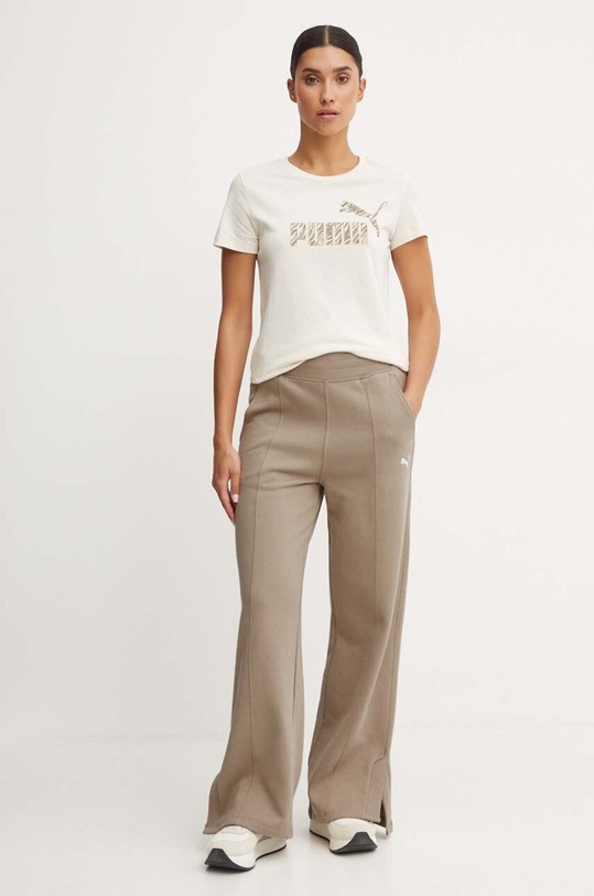 Puma spodnie dresowe bawełniane 682720 beżowy AW24
