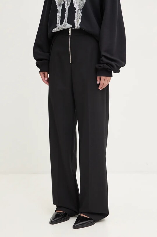 Брюки с примесью шерсти MSGM прямой чёрный 3742MDP06.247810