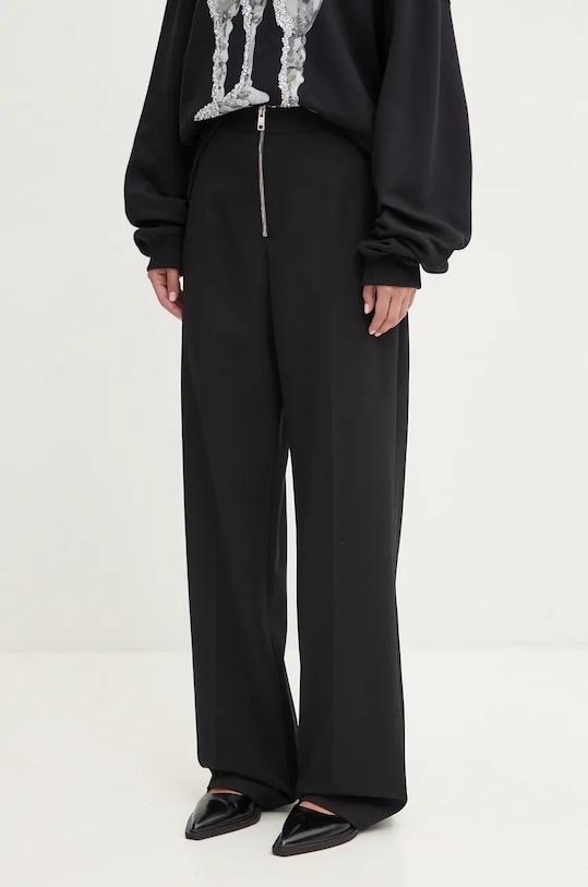 MSGM pantaloni din lana drept negru 3742MDP06.247810