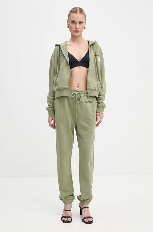 Moschino Jeans pantaloni de trening din bumbac 0319.8732 verde AW24