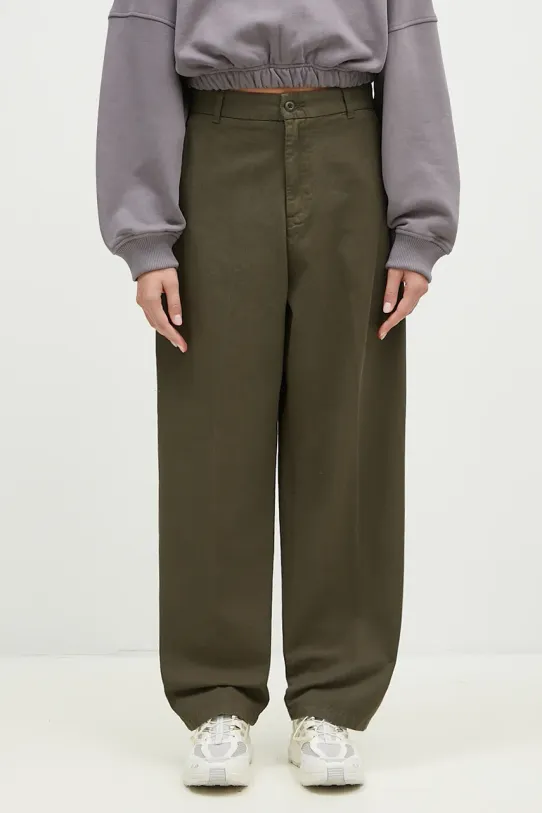 Bavlněné kalhoty Carhartt WIP Brady Pant bavlna zelená I033770.666GT