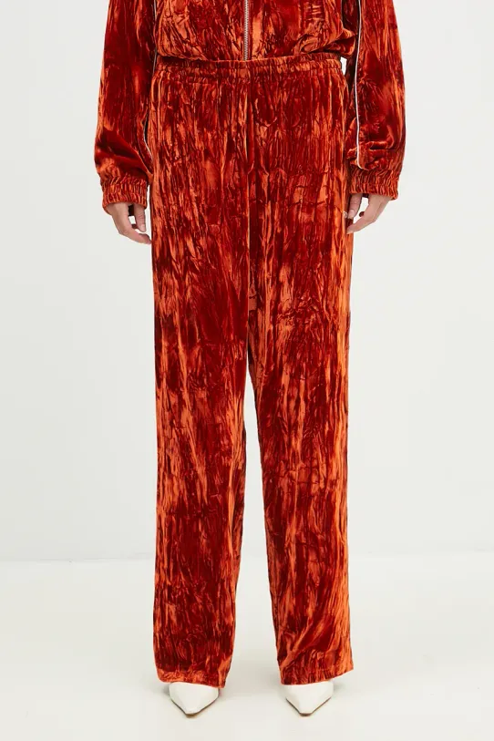 Velurové teplákové kalhoty Martine Rose Wide Leg Trackpant vlna oranžová 165WF04202