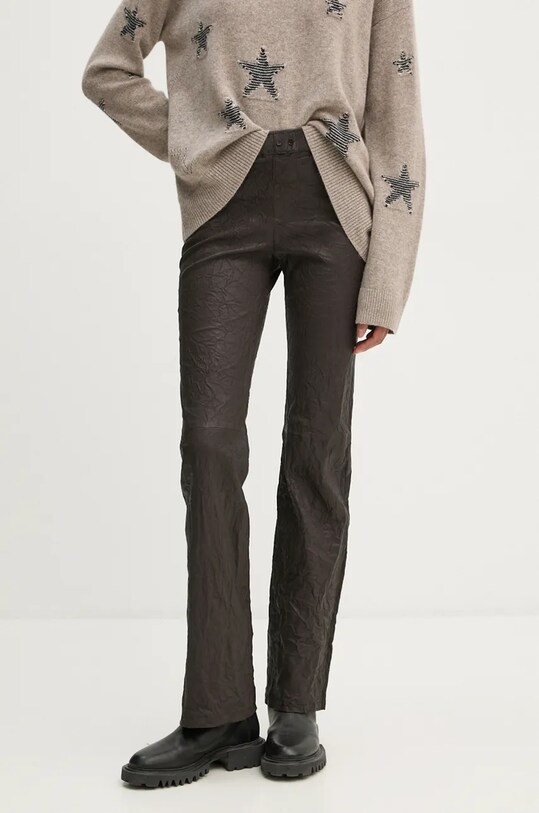 ZADIG&VOLTAIRE pantaloni de piele piele naturală maro RWPA00073