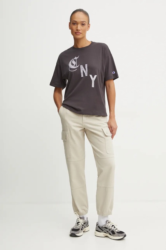 Champion pantaloni de bumbac 117448 bej AW24