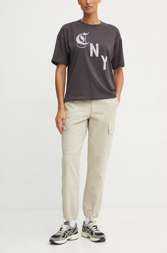 Champion pantaloni in cotone alta grigio 117448