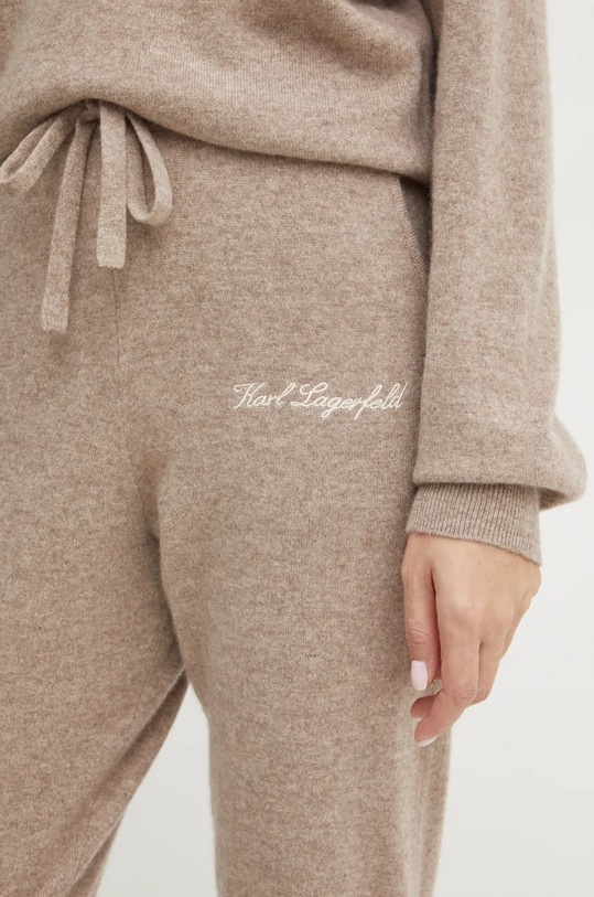 Karl Lagerfeld pantaloni de trening de lână maro 246W2181