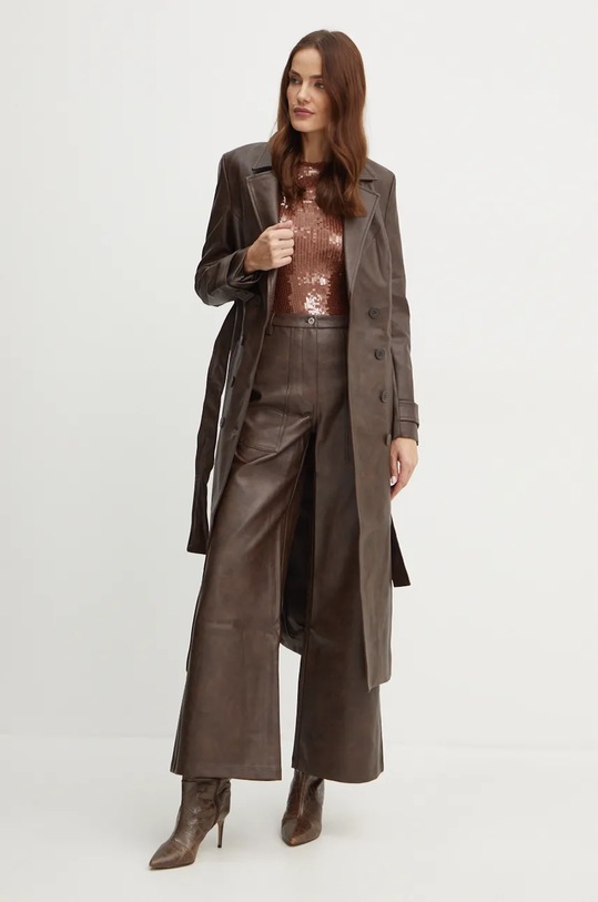 Kalhoty Bardot VEGAN LEATHER 59498PB hnědá AW24