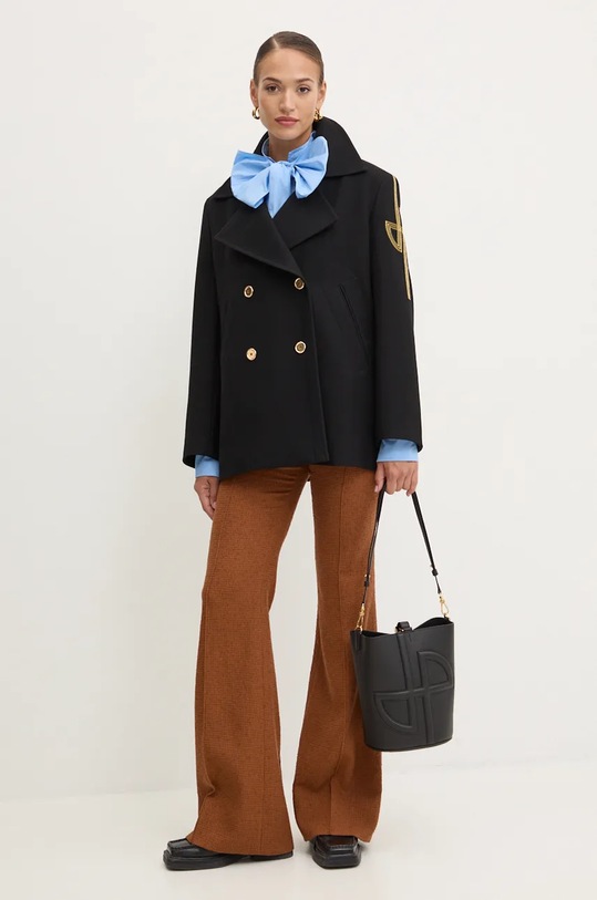 Μάλλινο παντελόνι Patou TR0420185 καφέ AW24