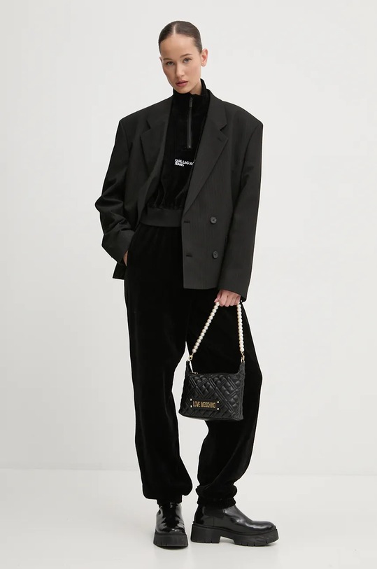 Karl Lagerfeld Jeans spodnie dresowe welurowe 246J1003 czarny AW24