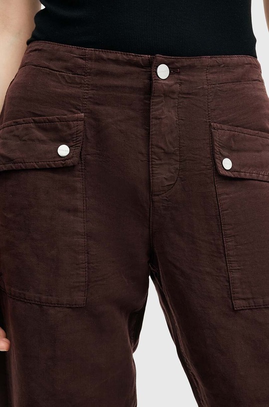Oblečenie Ľanové nohavice AllSaints VAL W016TB burgundské